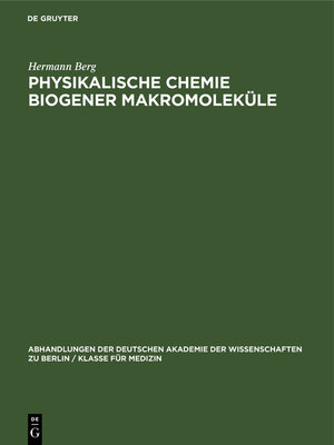 cover image of Physikalische Chemie biogener Makromoleküle